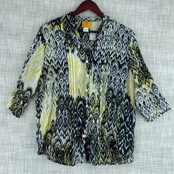 Ruby Rd. Blouse Womens Size L button down Rayon sheer 1200 - Picture 1 of 6